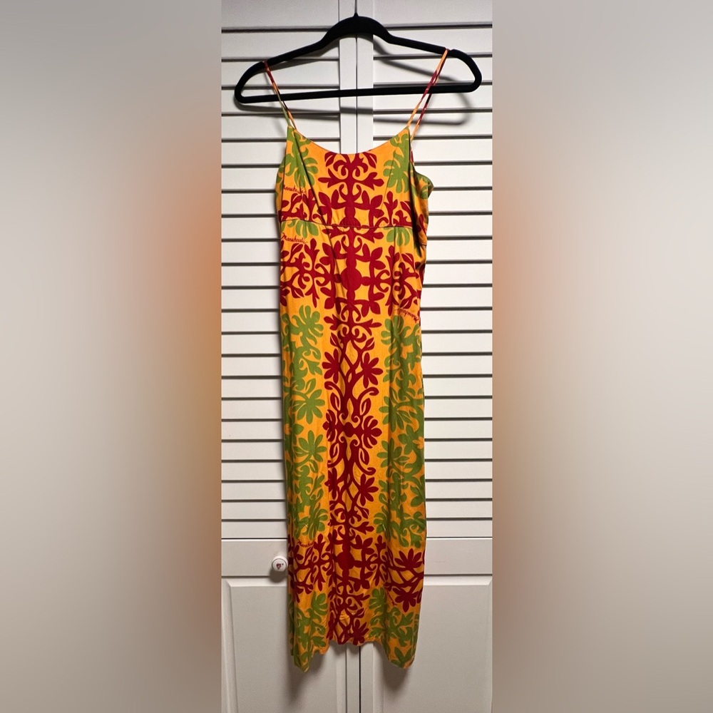 Manuhealii Red and Green Spaghetti Strap Sundress